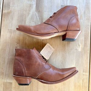 Twisted X Womens Steppin' Out Lace Brown Cognac Leather Chukka Bootie Size 8B